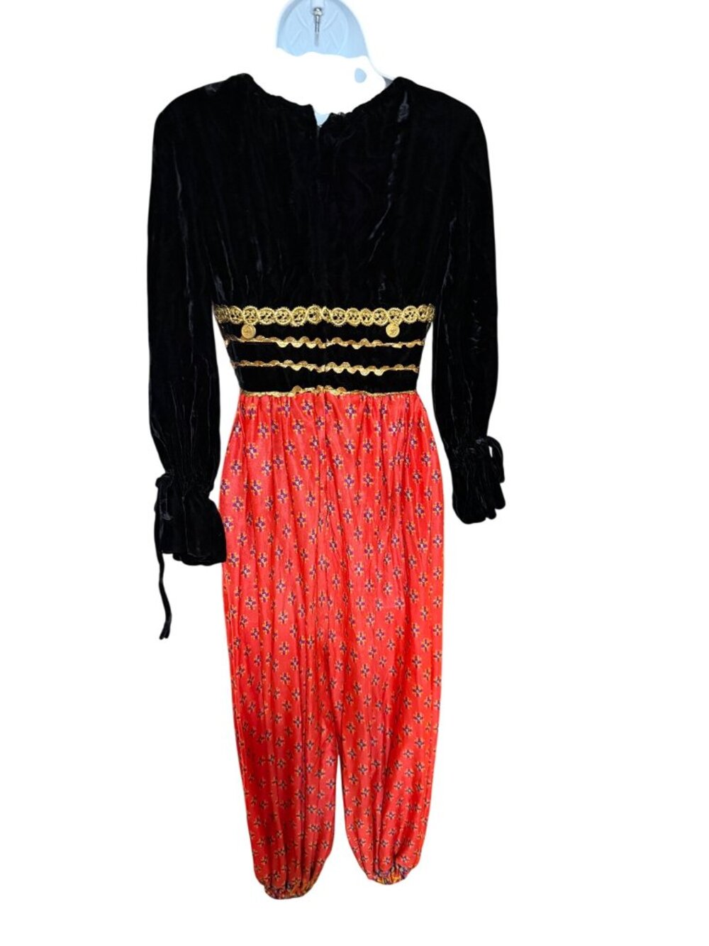 Vintage 1960s/1970s Sandine Originals Harem Jumpsuit With Black Velvet Bodice V - Picture 9 of 10